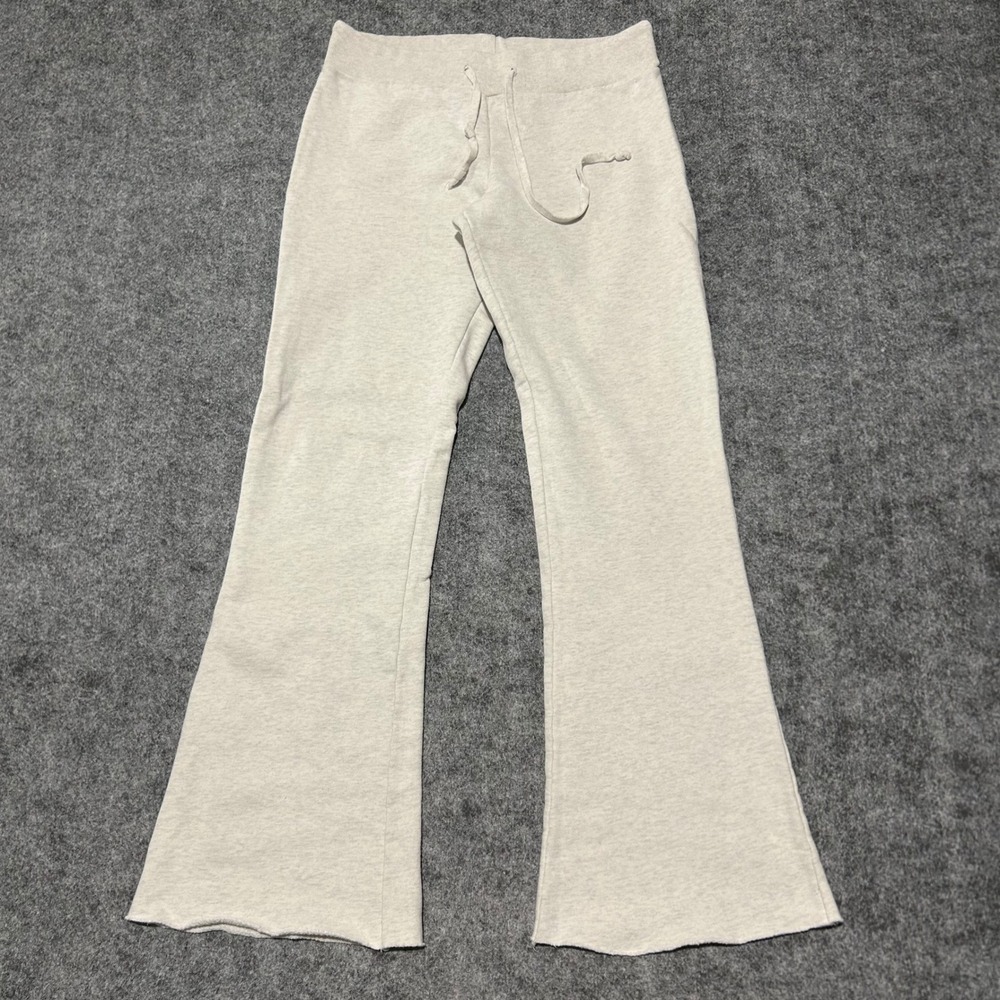 Brandy Melville Heather Gray Flare Leg Drawstring Sweatpants Raw Hem Size Medium